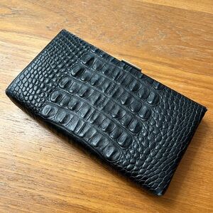 Banana Republic Black Crocodile Embossed Clutch